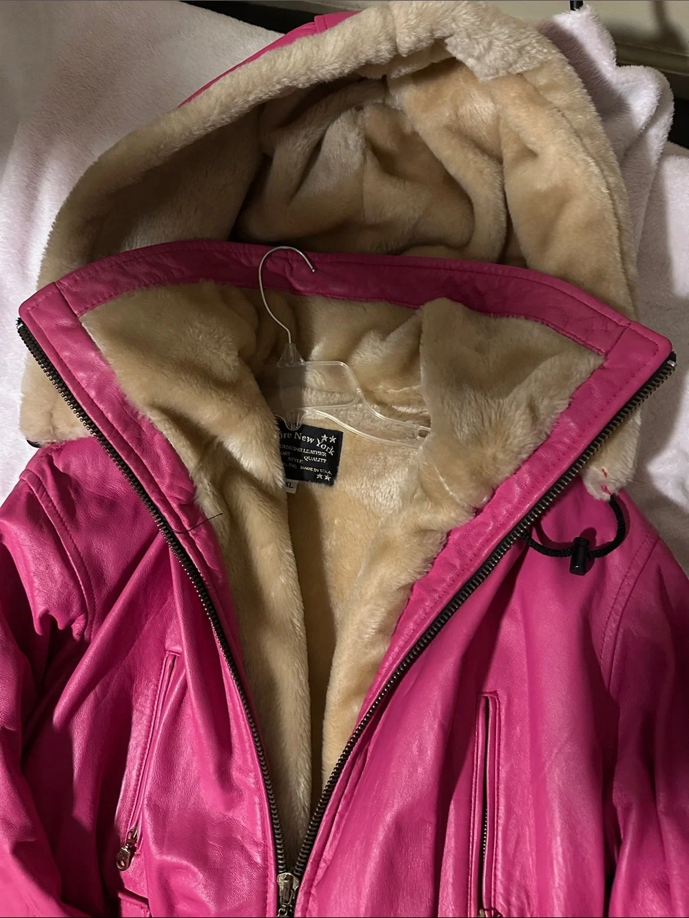 Hot Pink Faux Fur Trimmed Jacket - Picture 6 of 6